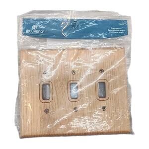 New Brainerd Medium Oak Wood Triple Switch Outlet Cover Wall Plate 126430 [77]